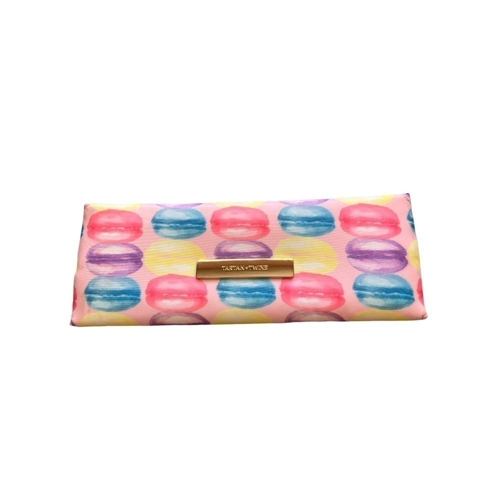 Tartan & twine macaroon print baby pink fabric case